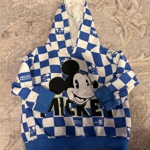 Zara Disney Mickey Mouse Blue Checkered Hoodie 12/18